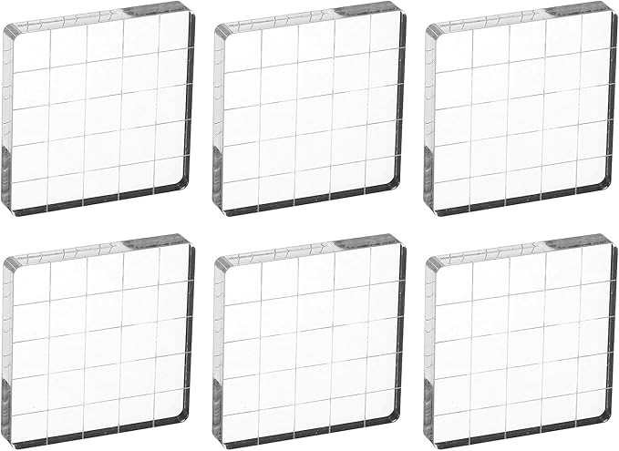 PATIKIL 2"x2" Acrylic Stamp Block, 6Pcs Clear Stamping Block with Grid Lines Decorative Mounting Blocks Square for Scrapbooking DIY Crafts Card Making