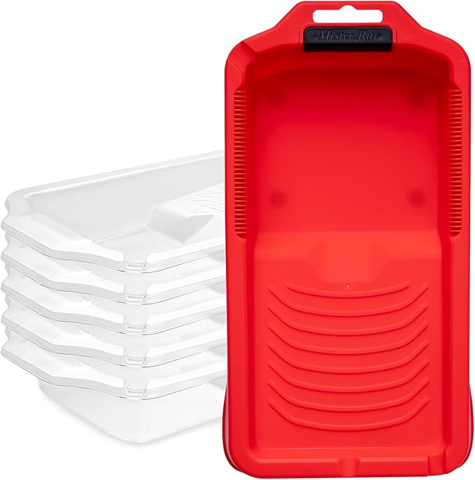 Mister Rui Paint Tray Set, 4 Inch Paint Tray and Liners-6 Pack, Sturdy Plastic Paint Tray with 5 Tray Liners, Paint Pan Liners, Small Paint Trays for Painting