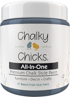 Chalky Chicks All-in-One Chalk Paint for Furniture or Cabinet - 8 Fl Oz - Matte Finish Blue Steel (Blue Gray) for Metal, Wood Furniture Paint - No Sanding All-in-One for Home Decor & Crafts, USA Made