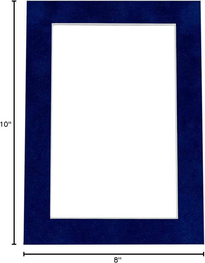 8x10 Mat Bevel Cut for 5.5x8.5 Photos - Acid Free Brooke Blue Suede Precut Matboard - For Pictures, Photos, Framing - 4-ply Thickness