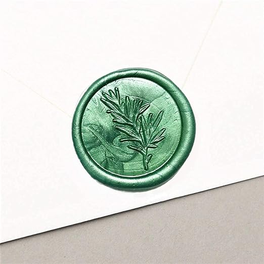UNIQOOO Mailable Glue Gun Sealing Wax Sticks for Wax Seal Stamp - Metallic Botanical Green, Great for Birthday Cards, Wedding Invitations, Envelope, Snail Mail, Wine Package, Xmas Gift Idea, Pack of 8