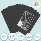MBC Mat Board Center, 10 Pack 5x7 for 3.5x5 Black Picture Mats Frame Mattes, Bevel Cut, Acid Free, 4-ply Thickness