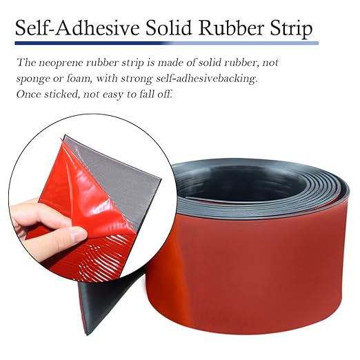 Neoprene Rubber Strips Self Adhesive Solid Rubber Sheets, Rolls & Strips for DIY Gaskets Crafts Pads Seals Warehouse Flooring Neoprene Sheet with Adhesive Backing (3" Wide x 1/5" Thick x 40' Long)