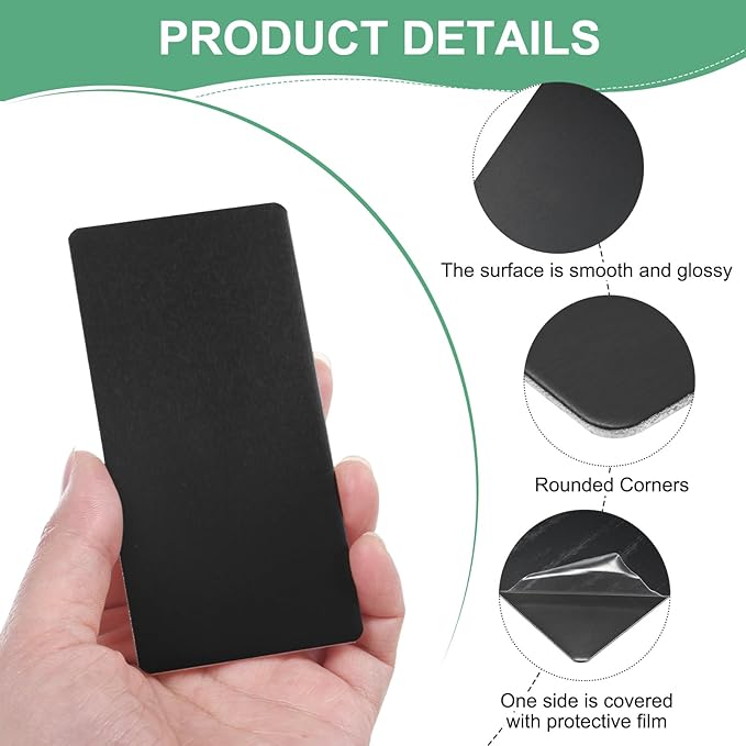 20-Pack Anodized Aluminium Laser Engraved Mount Metal Plate 4x2x0.03 Inch Engraver Blank Anodized Aluminum Sheets for DIY Laser Printing/Home/Office[Black]
