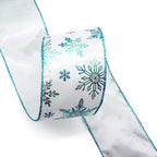CT CRAFT LLC Satin with Blue Snowflake Wired Ribbon 2.5 Inch x 10 Yards for Christmas Home Decor Tree Topper Bow Gift Wrapping DIY Crafts Wreath Garland
