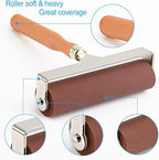 Soft Rubber Roller, Brayer Ideal for Anti Skid Tape Construction Tools, Print, Ink and Stamping Tools(6-Inch, Brown)