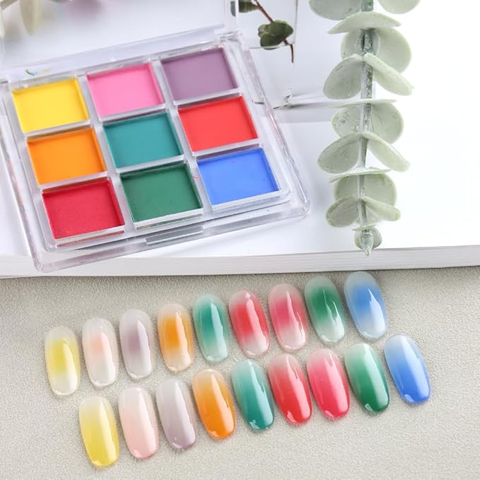 18 Colors Neon Phosphor Solid Pigment Powder Set for Ombre Nails, Fluorescent Nail Pigment Glitter Iridescent Rubbing Dust with Nail Ombre Brush for Gradient Nail Art Manicure DIY Accessories