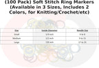 (100 Pack) Soft Stitch Ring Markers (Available in 3 Sizes, Includes 2 Colors, for Knitting/Crochet/etc) (Medium (Needle 9-15), Red & Black)