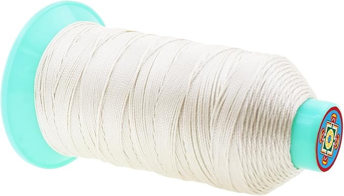 Mandala Crafts Bonded Nylon Thread Off White Heavy Duty Sewing Threads - 415 YDs Size 346 210D T350 Tex 350 Thread for Leather Jeans Weaving Outdoor Marine Upholstery Threads