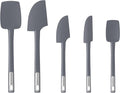Premium Silicone Spatula Set, Flexible Heat Resistant Non-slip Handle Baking Cooking Rubber Spatulas, Grey
