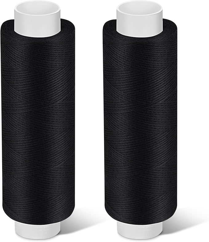 Bupete 2 Rolls Black Thread for Sewing, 200 Yards Each Roll Sewing Thread, Polyester Threads for Sewing Machine Embroidery Hand Stitching
