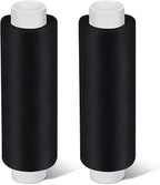 Bupete 2 Rolls Black Thread for Sewing, 200 Yards Each Roll Sewing Thread, Polyester Threads for Sewing Machine Embroidery Hand Stitching