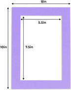 6x8 Mat for 8x10 Frame - Precut Mat Board Acid-Free Light Purple 6x8 Photo Matte Made to Fit a 8x10 Picture Frame, Premium Matboard for Family Photos, Show Kits, Art, Picture Framing, Pack of 10 Mats