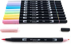 Tombow 56187 Dual Brush Pen Art Markers, Pastel, 10-Pack. Blendable, Brush and Fine Tip Markers