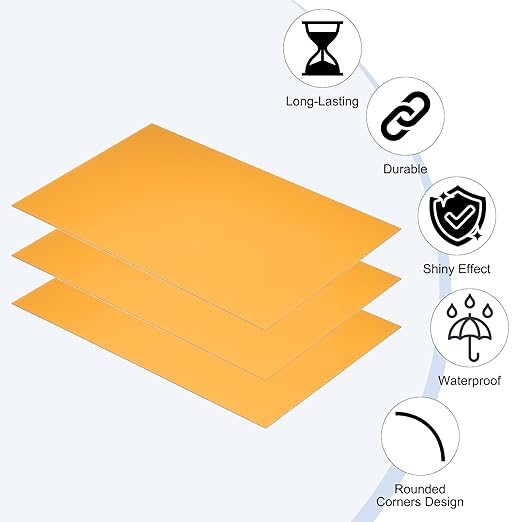 PATIKIL 6x10 Inch Anodized Aluminum Sheet Metal, 5Pcs Laser Plates Engraving Blanks 0.5MM Thin Rectangle for Crafting DIY House Laser Engraving, Yellow