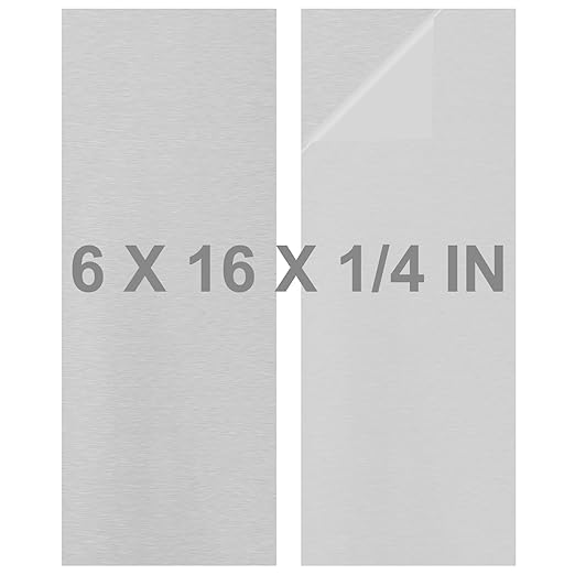2Pack 6061 T651 Aluminum Sheet Metal 6 x 16 x 1/4 (6MM) Inch Thick Flat Plain Aluminum Plate Covered with Protective Film, Heat Treatable Rectangle 6MM Aluminum Metal Plate for Industrial