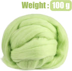 3.53oz Wool Roving Yarn, Wool Felting Supplies, Pure Wools, Chunky Yarn, Spinning Wool Roving for Needle Felting Wet Felting DIY Hand Spinning (Light Green)