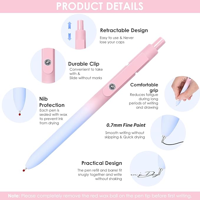 Gel Pens, 10pcs 0.5mm Gel Pens Cute Black Ink Fine Point Pens With Smooth Writing, Quick Dry Pens For Journaling,Teacher Work Desk Accessories Office School Supplies for Men Women Student