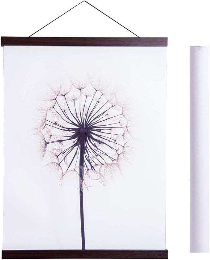Artmag Magnetic Poster Hanger Frame, 17x22 17x24 17x31 Light Wood Wooden Magnet Canvas Artwork Print Poster Hangers Frames Hanging Kit (Walnut, 17")