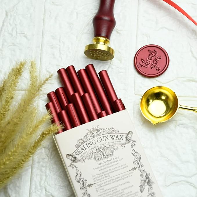 16 Pieces Glue Gun Sealing Wax Sticks in Metallic Red for Mini Glue Gun, Great Decor for Letter, Wedding Invitations, Cards Envelopes, Snail Mails, Wine Packages, Gift Wrapping