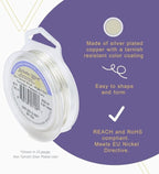 Artistic Wire, 28 Gauge Silver Plated Tarnish Resistant Colored Copper Craft Jewelry Wrapping Wire, Pearl Silver, 40 yd