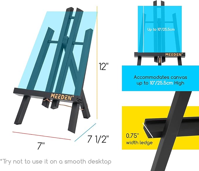 MEEDEN Mini Tabletop Easel Stand: 12" x 12 Pack Pine Wood Table Top Display Stand for Sign Picture- Black Mini Wooden Easel for Painting Party Classroom