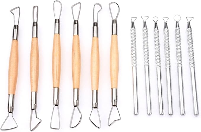 Meuxan Ceramic Pottery & Clay Ribbon Sculpting Tool Kit (Set of 12)