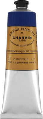 Charvin Extra Fine Oil Paint, Phthalo Cyan 150 ml - Triple-Milled, Rich Texture, Poppy Oil-Based, Light-Fast, Handmade, Archival Quality