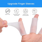 20 PCS Gel Finger Sleeve Protectors - Silicone Finger Sleeves Cushions and Protects - Finger Cots Bandages Provide Relief for Finger Cracking, Corns, Blisters and Calluses Protect (Clear)