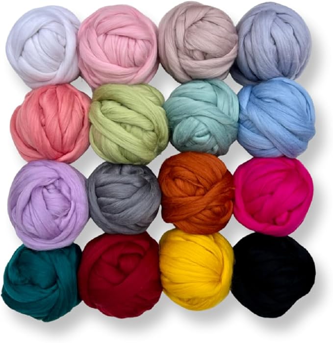 Revolution Fibers Dyed Corriedale Wool | 8.2 Ounces of Premium Combed Wool Top | 26 Micron, 100% Pure Corriedale Wool Roving, Ethically Sourced (Raspberry)