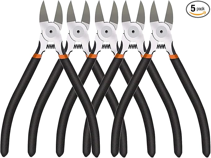 BOENFU Wire Cutters Heavy Duty 5 Pack Side Cutters 6 Inches Wire Snips Flush Cut Pliers Metal Cutting Tool for Crafting, Floral, Artificial Flowers, Chicken Wire, Electrical