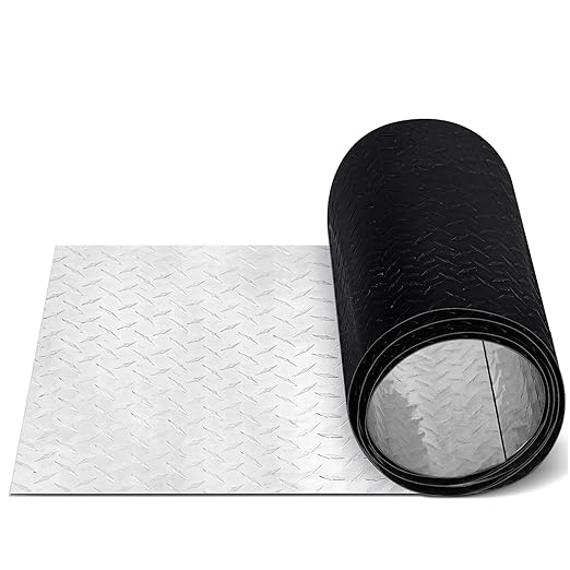 1pcs Diamond Plate Sheet Metal Heavy Duty Tread Aluminum Sheet Diamond Tread Plate for Wall Covering, Cargo Trailer, RV and More (24'' X 120'' X 0.06'',Black)