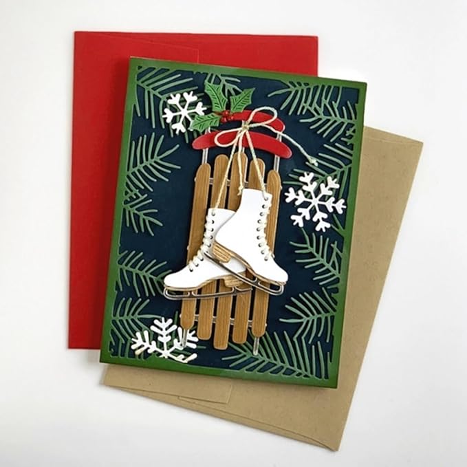 Mvchifay Cutting Dies Happy Birthday Metal Stencils Scrapbooking Tool DIY Emboss Paper Card Making (Coniferous Frame-11x14cm)