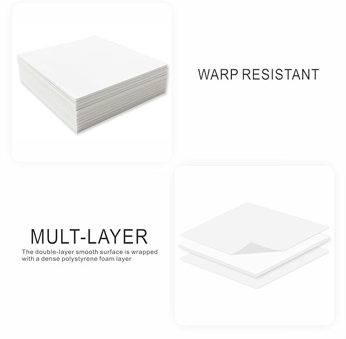 Foam Board 12 x 16 in, ZXUNLIEH 12 Pack White Poster Board, 3/16 in Thick Craft Foam Core Board, Puzzle Board, Double Sided, Foam Sheets for Picture, Project, Presentation, Artwork, Signage and Crafts