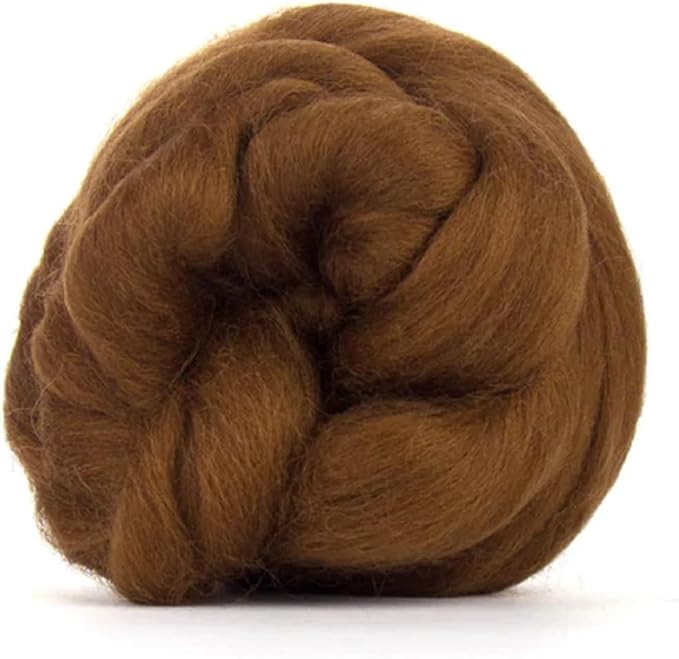 Revolution Fibers Dyed Corriedale Wool | 8 Ounces of Premium Combed Wool Top | 26 Micron, 100% Pure Corriedale Wool Roving, Ethically Sourced (Chocolate Brown)
