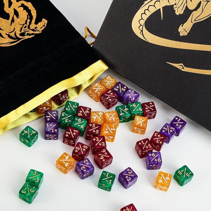 Color MTG Counter Dice Set Keyword Shield Life Counters with Dice Storage Bag for MTG TGG Table Games (Small)