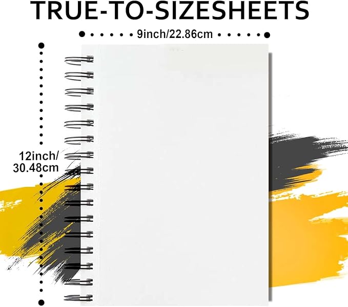 JOY SPOT! 9x12 Inch Sketch Book, Pack of 2, 200 Sheets (68 lb/100gsm), Spiral Bound Artist Sketch Pad for Artist Pro & Amateurs | Marker Art, Colored Pencil, Charcoal for Sketching
