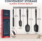 Culinary Couture 4-Piece Black Baking Spatula Set - Rubber Spatulas Silicone Heat Resistant, BPA-Free - Spatula Set for Nonstick Cookware - Silicone Baking Utensils