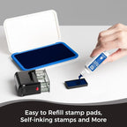 Premium Stamp Ink, Quick-Drying and AP-Certified Non-Toxic Refill Ink for Self-Inking Stamps, Date Stamps and Stamp Pads(Blue, 1oz)