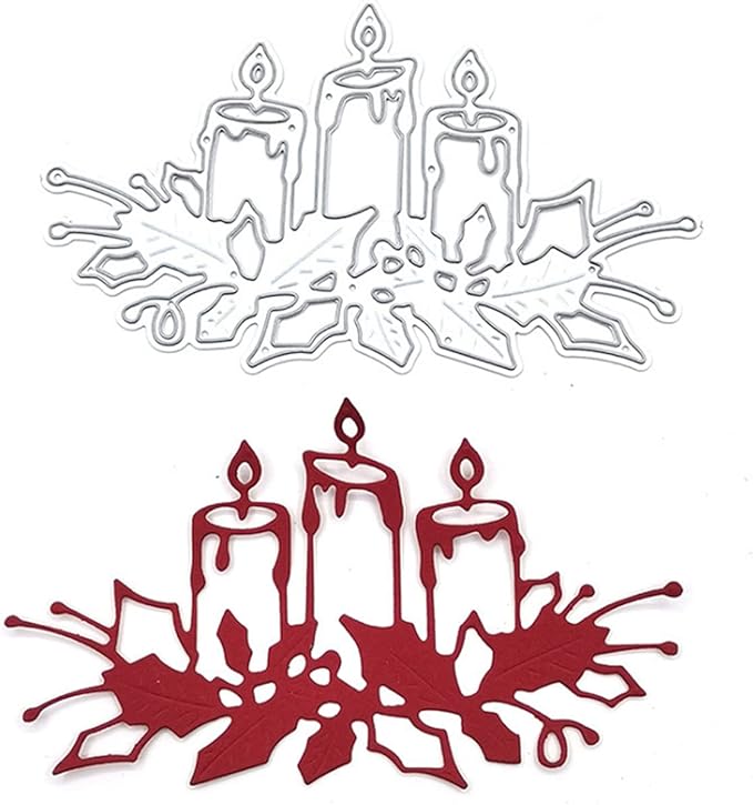 Metal Cutting Dies DIY Merry Christams Embossing Stencil Template Scrapbooking Card Making Mold Photo Album Arts Crafts Tools (3 Pcs Prayer candles-11x6.5cm)