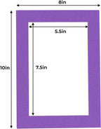 6x8 Mat for 8x10 Frame - Precut Mat Board Acid-Free Show Kit with Backing Board, and Clear Bags Purple 6x8 Photo Matte Made to Fit a 8x10 Picture Frame Matboard for Framing, Pack of 10 Mats