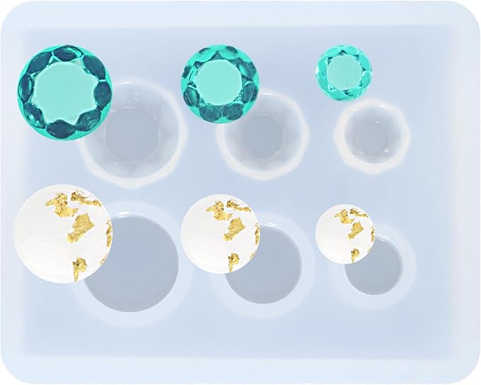 FUNSHOWCASE Mini Jewelry Cut Diamonds and Flat Round Resin Epoxy Silicone Mold