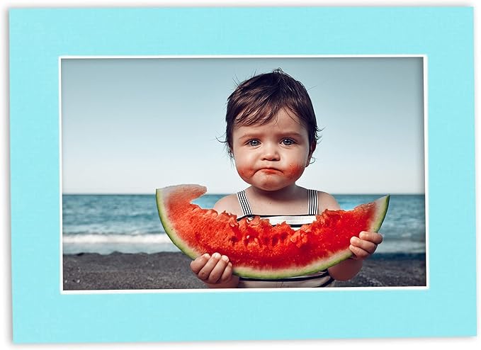 11x14 Mat for 8.5x11 Photo - Precut Aquamarine Blue Picture Matboard for Frames 11 x 14 Inches - Bevel Cut to Display Art 8.5 x 11 - Acid Free Pack of 100 MATS with Backing Boards & Clear Bags