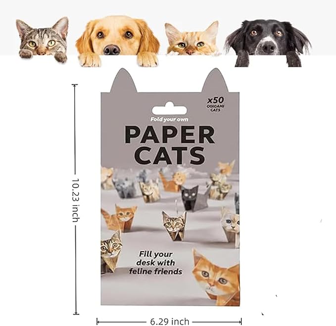 DIY Origami Paper Cats - 50 Sheets DIY Origami Paper to Fold Cute Cat Figures, Fun Craft Activity for Adults & Kids, Desk Decoration & Gift for Cat Lovers（cat）