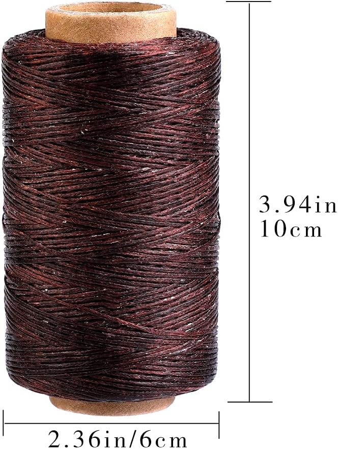 284 Yards Waxed Thread, 210D Heavy Duty Wax Upholstery Thread for Leather Sewing, 0.8mm Flat Waxed String for Bookbinding/Shoe Repairing/Leather Projects