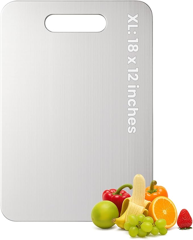 Titanium Cutting Board, 100% Pure Titanium Chopping Board for Kitchen, Hygiene & Durability Double Sided Cutting Board, Non toxic Chopping Board, Dishwasher Safe (18" x 12")
