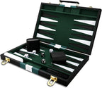 Backgammon Set - Classic Board Game with Premium Leather Case - Portable Travel Strategy Backgammon Game Set for Adults, Kids (11inch, Black)