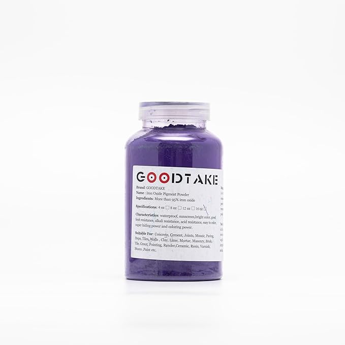 GOODTAKE Concrete Pigment, 8 oz, Purple, Iron Oxide Powder, Paint & Coating for Cement, Tiles, Mortar, Grout