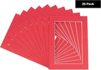 6x8 Mat for 8x10 Frame - Precut Mat Board Acid-Free Show Kit with Backing Board, and Clear Bags Deep Red 6x8 Photo Matte Made to Fit a 8x10 Picture Frame Matboard for Framing, Pack of 25 Mats