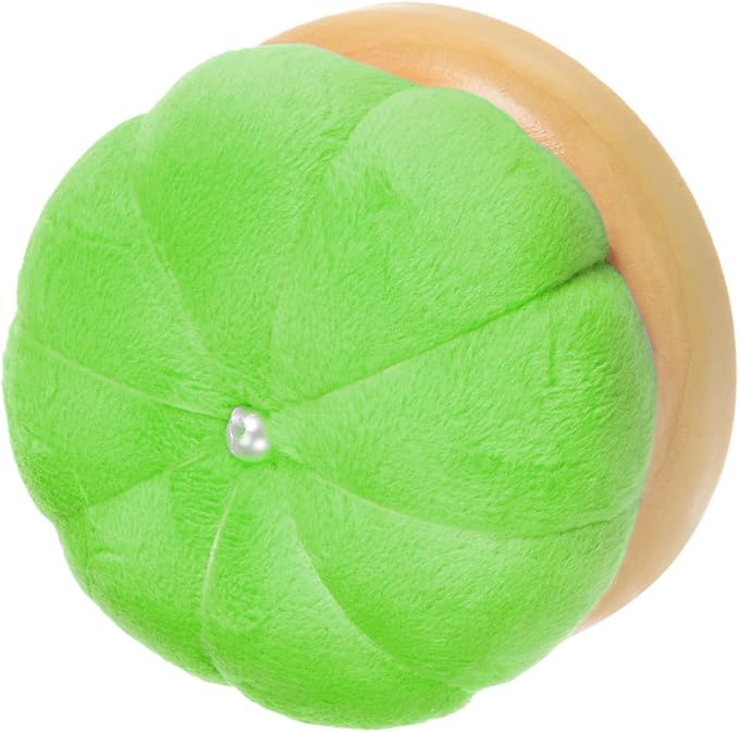 HARFINGTON Wooden Base Needle Pincushions Japanese Style Pin Cushions Round Pin Cushion Needle Holder for Sewing Quilting Needlework DIY Crafts, Green